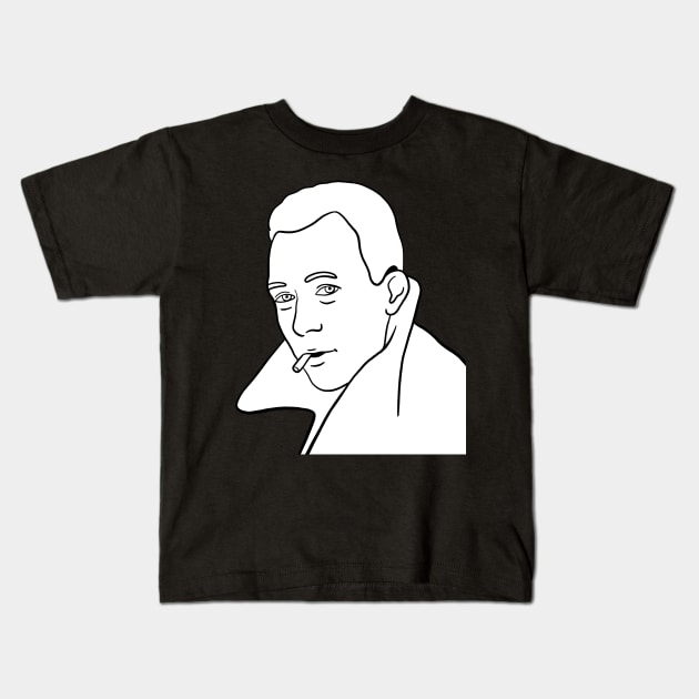 Albert Camus Minimal White Portrait Kids T-Shirt by isstgeschichte